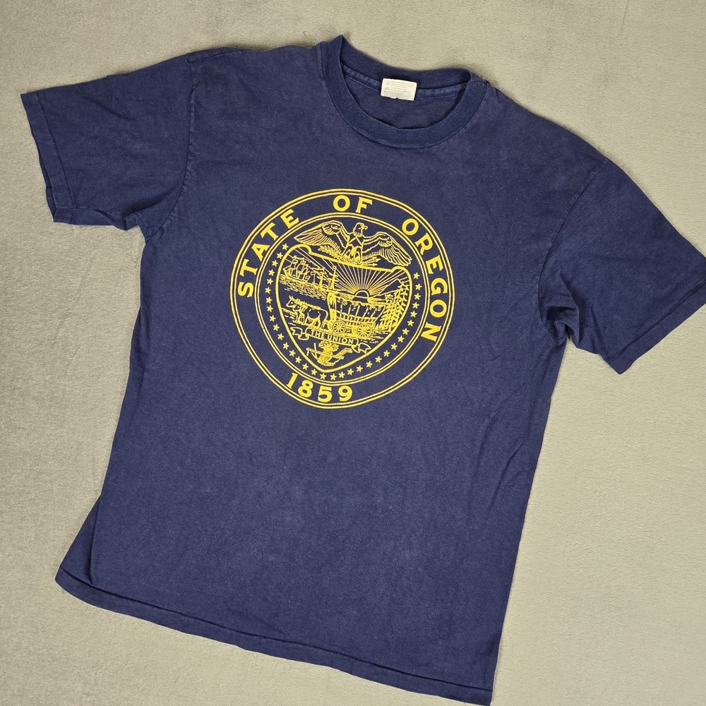 Vintage 90s 1990s State Of Oregon T-Shirt Mens XL Seal Emblem Crest Graphic USA